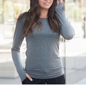 Zyia Active Performance Seamless Long Sleeve Stretch Top Gray Sz S Activewear